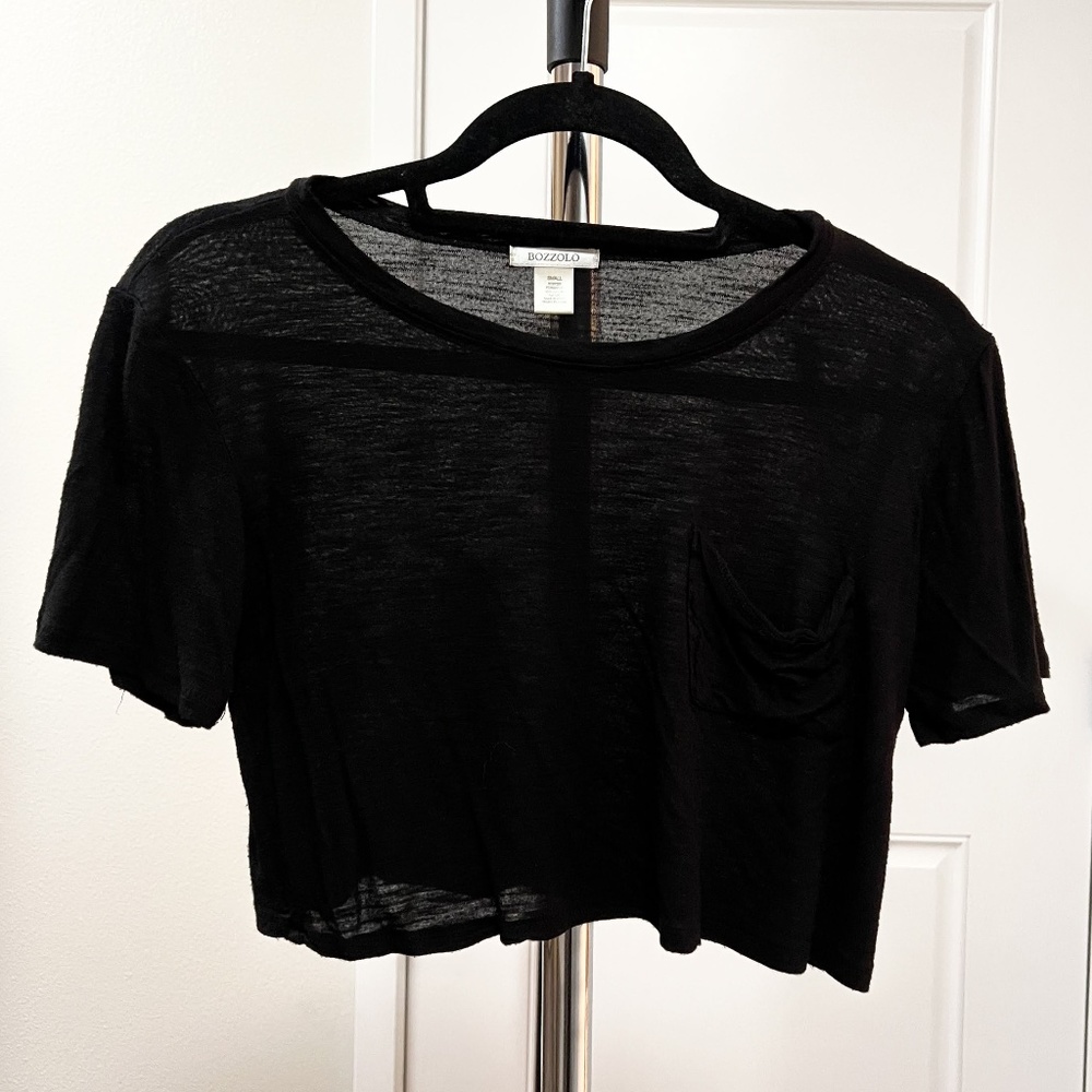 Bozzolo, Black, Crop Top, Small